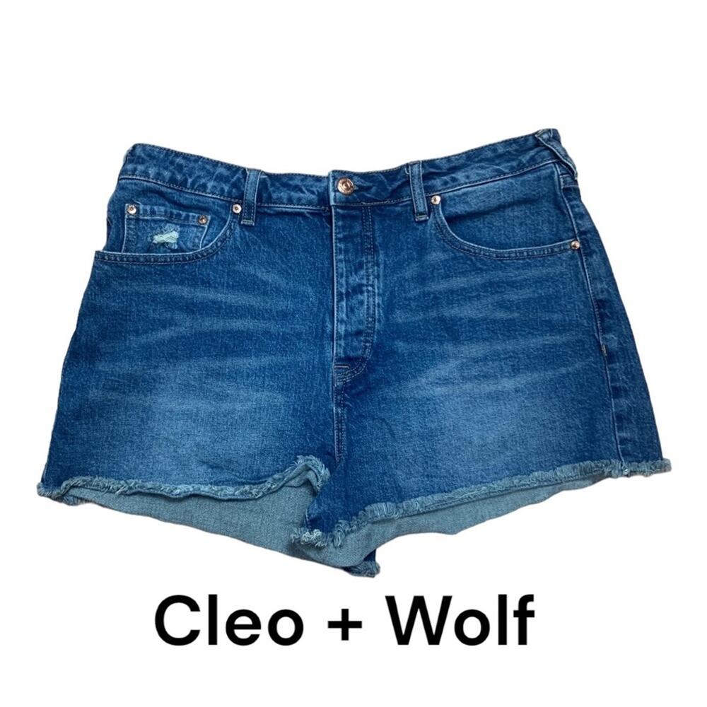 Cleo + wolf womens 33 denim cut off shorts regular wash raw hem jean boutique xl
